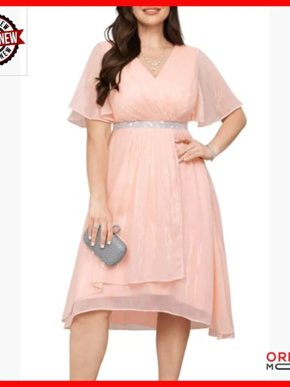Plus Size Formal Cocktail Dress High Low Pleated Wrap V Neck
